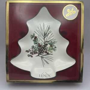 Vintage Lenox Etchings Christmas Tree Candy Dish‎ - NIB